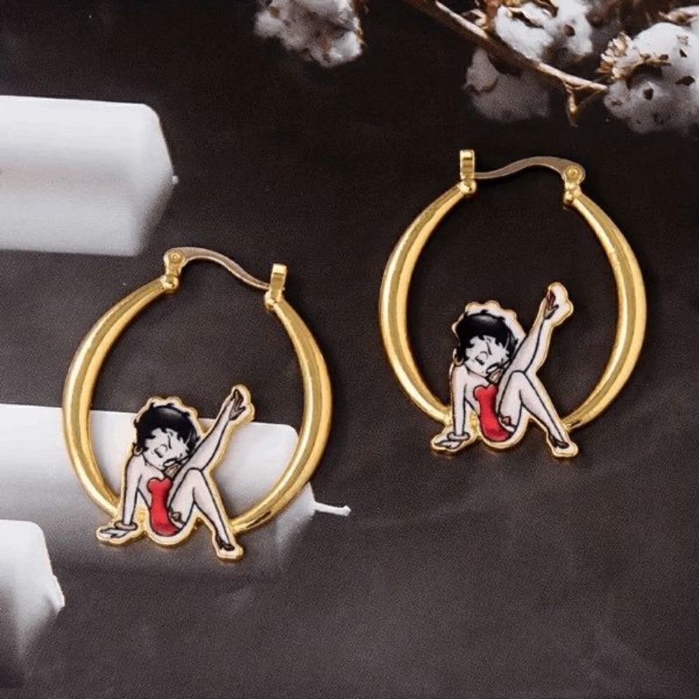 Betty Boop "Kick Up Your Heels" Hoop Dangle Earrings